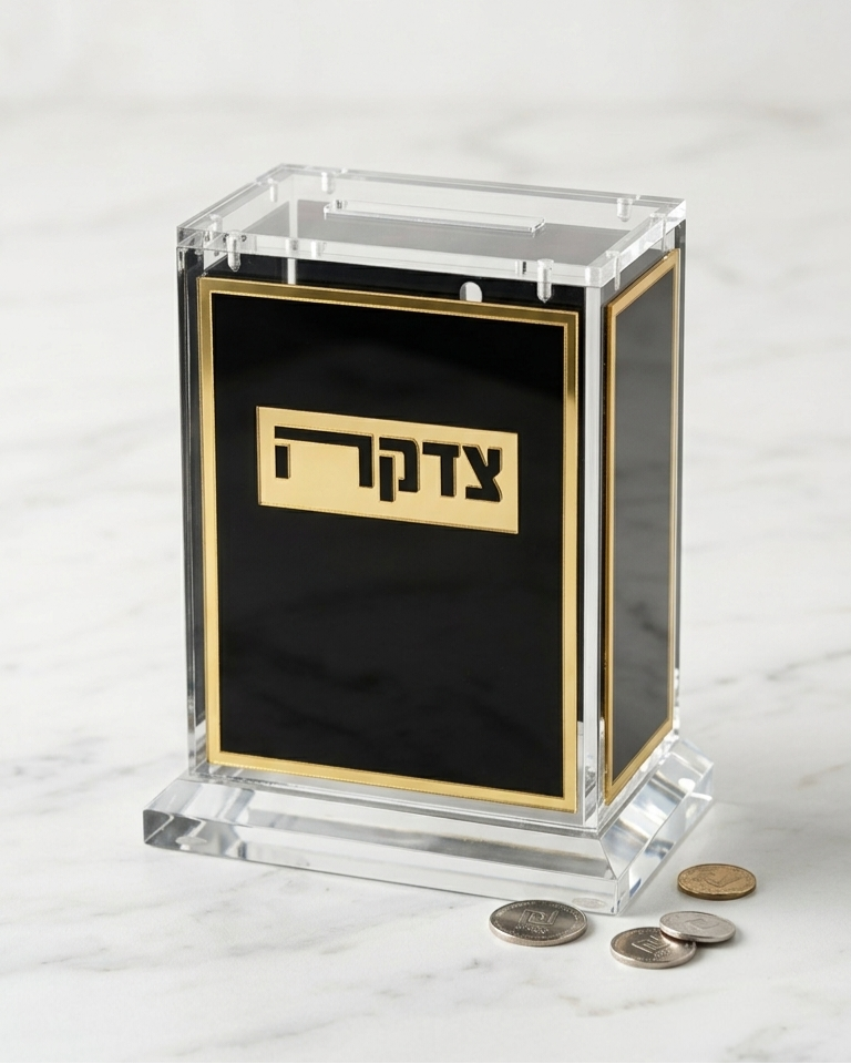 קופת צדקה אקריליק שחור זהב