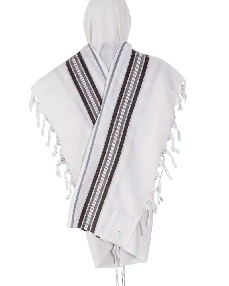 טלית תשבץ – חום-אפור-כסף